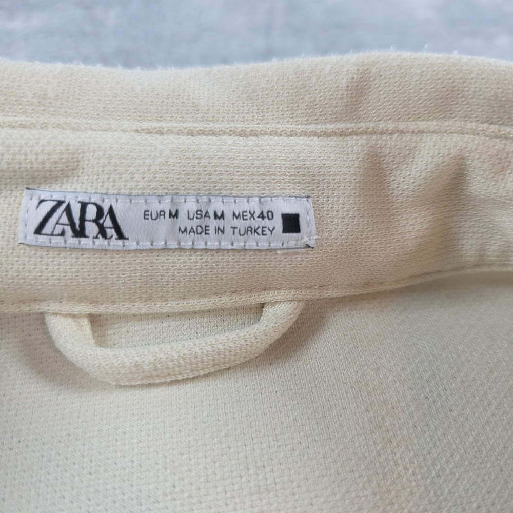 Zara Mens Med Cream Short Sleeve Snap Button Thick Overshirt Textured Pockets - Picture 4 of 9